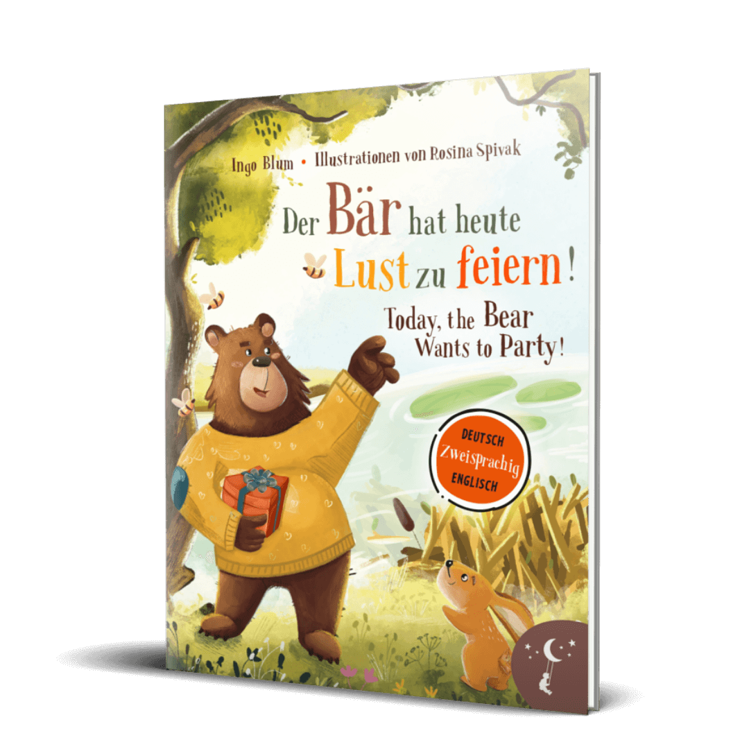 Der Bär hat heute Lust zu feiern - Today, The Bear Wants to Party book cover featuring a bear and a rabbit.